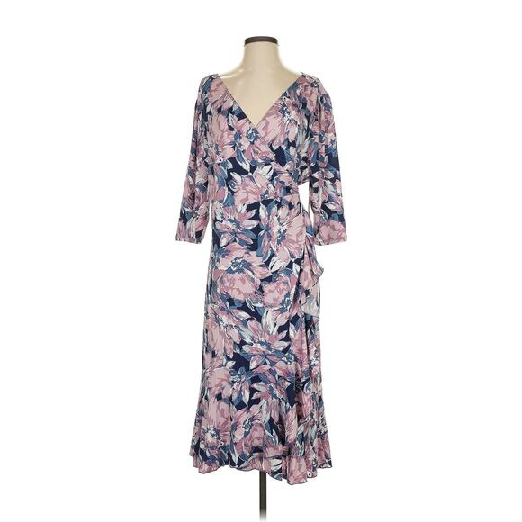 Kiyonna Wrap Dress Party Flirty Flounce Style Ruffled Hem Size 2X Feminine - Picture 3 of 5